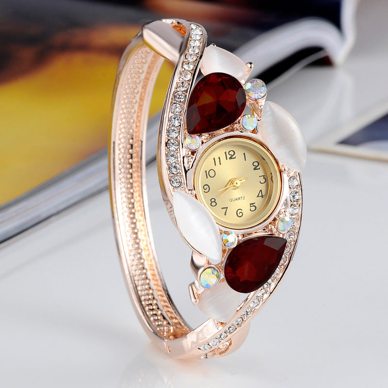 Burgundy Teardrop Stones Watch